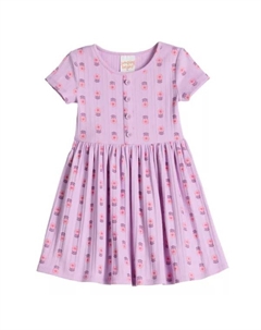 Платье-хенли с рубчиком для девочек 4-12 лет, цвет lavender simple flower Jumping beans