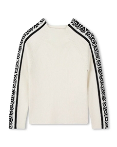 Пуловер с жаккардовым логотипом, белый Marc jacobs kids