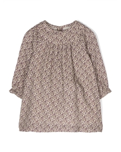 Расклешенное платье с цветочным принтом, нейтральный Bonpoint