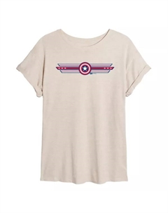 Футболка оверсайз с принтом щита Капитана Америка для подростков, бежевый Marvel