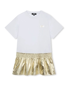 Платье с эффектом металлик и логотипом, белый Dkny kids