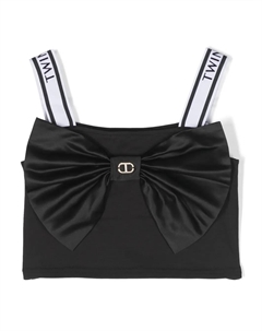 Укороченный топ с логотипом, черный Twin-set kids