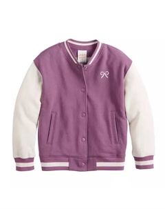 Университетская куртка-бомбер для девочек 4–12 лет, цвет ivory bow emb Jumping beans