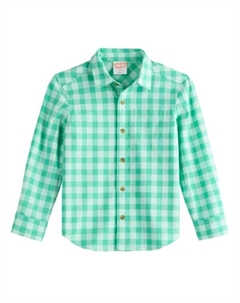 Рубашка с длинным рукавом и застежкой на пуговицы для мальчиков 4-8 лет, цвет green checker Jumping beans