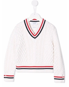 Свитер Cricket Cable с отделкой RWB, белый Thom browne kids