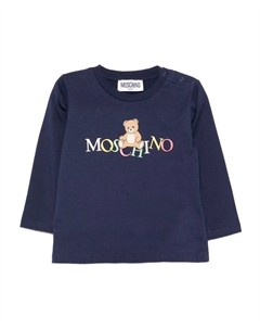 Топ с длинными рукавами и принтом Тедди, синий Moschino kids