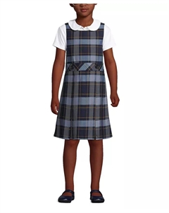 Школьная форма для девочек-подростков: клетчатое платье-джемпер до колен, синий Lands' end