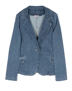Двубортный пиджак из денима, синий Liu jo