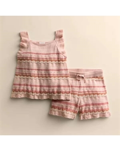 Комплект из свитера, майки и шорт для девочек 4–12 лет, цвет pink fun stripe Little co. by lauren conrad