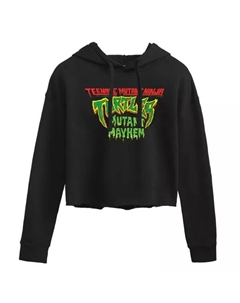 Укороченная толстовка с капюшоном с принтом черепашек-ниндзя мутантов-ниндзя, черный Licensed character