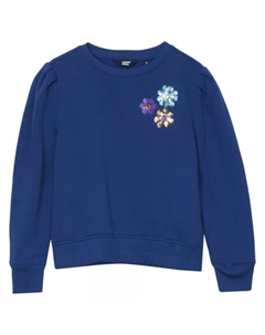 Детская худи с пышными плечами и круглым вырезом для девочек 2-16 лет, синий Lands' end