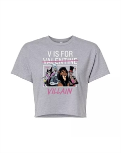 Укороченная футболка Villain Juniors с надписью V для Villain, серый Disney