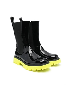 Лакированные сапоги в стиле колор-блок, черный Balmain kids