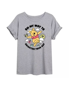 Футболка большого размера с изображением Винни-Пуха для юниоров «Сделай свой день ярче», серый Disney