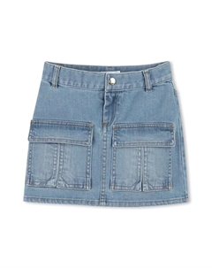 Джинсовая юбка с нашивкой-логотипом, синий Chloé kids