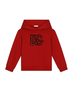 Худи с кристаллами, красный Dolce & gabbana kids