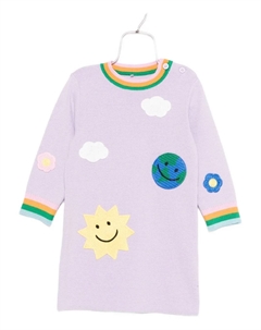 Шерстяное платье Earth Friends с аппликацией, фиолетовый Stella mccartney kids
