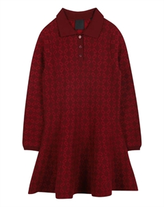 Жаккардовое платье с воротником поло и монограммой, красный Givenchy kids