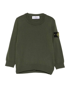 Шерстяной свитер с нашивкой-логотипом, зеленый Stone island junior