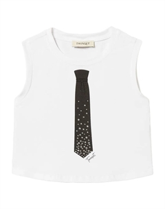 Топ с принтом и стразами, белый Twin-set kids