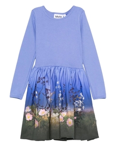 Платье в рубчик с цветочным принтом, синий Molo