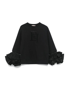 Свитер с логотипом и стразами, черный Elisabetta franchi la mia bambina