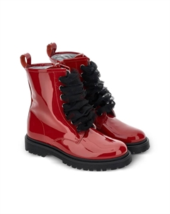 Лакированные ботинки на шнуровке, красный Monnalisa