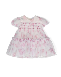 Платье из тюля с цветочным принтом, белый Monnalisa