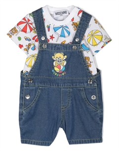 Комплект из джинсового комбинезона и топа, синий Moschino kids
