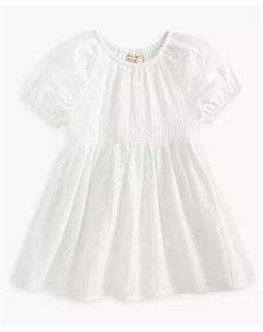 Платье для девочек из плетеного хлопка с ажурной строчкой, белый First impressions