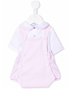 Комплект из футболки и ромпера в клетку, розовый Siola