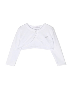 Укороченный кардиган с логотипом, белый Monnalisa