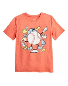 Футболка с принтом для активных мальчиков 4-12 лет, цвет coral baseball icons Jumping beans