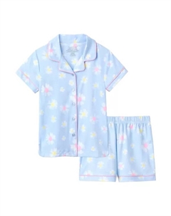 Комплект из пижамного топа с короткими рукавами и шорт с принтом для девочек 4–12 лет, цвет blue daisy Cuddl duds