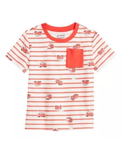 Футболка с коротким рукавом и принтом для мальчиков Baby & Toddler, цвет ivory firetruck stripe Jumping beans