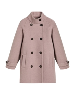 Шерстяное двубортное пальто, розовый Brunello cucinelli kids