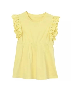 Топ с короткими рукавами и баской для девочек 2–16 лет, цвет limelight Lands' end