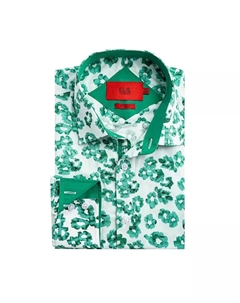 Зеленая спортивная рубашка на пуговицах Big Boys Slim Fit с цветочным принтом, зеленый Elie balleh