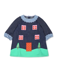 Платье из органического хлопка с аппликацией, синий Stella mccartney kids