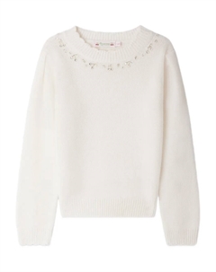 Свитер с кристаллами, белый Bonpoint