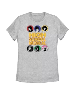 Футболка с графическим принтом кружков старшеклассников, серый Disney