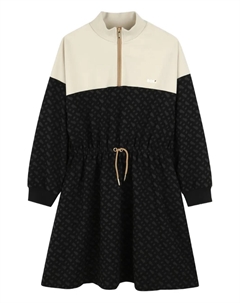 Платье с воротником на молнии и монограммой, черный Boss kidswear