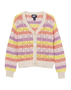 Свитер ажурной вязки для девочек 2–16 лет с пуговицами спереди, мультиколор Lands' end