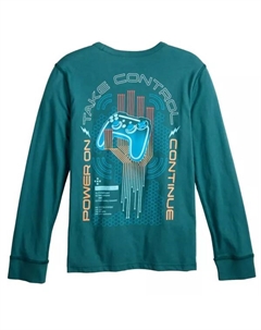 Мальчики 8-20 лет сенсорно-адаптивная футболка с длинным рукавом и принтом, цвет game control teal Sonoma goods for life