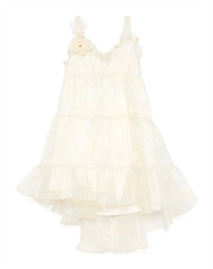 Платье из органзы с цветочной аппликацией, желтый Elisabetta franchi la mia bambina