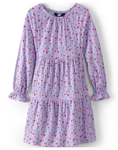 Длинное платье с рукавами и ярусами для девочек, фиолетовый Lands' end