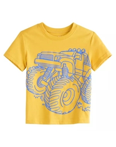 Футболка с принтом для мальчиков с коротким рукавом, цвет yellow monster truck Jumping beans