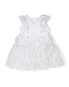 Платье из тюля с цветочным принтом, белый Monnalisa