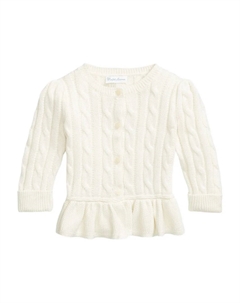 Кардиган фактурной вязки с баской, белый Polo ralph lauren kids