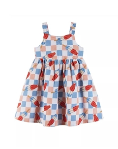 Платье для девочки из льна с принтом Bomb Pop, белый Andy & evan